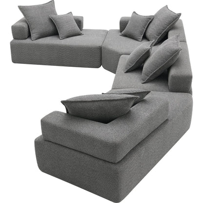 156"Oversized Modular U Shaped Sectional Sofa,Luxury Boucle Floor Couch Set,Convertible Sleeper Couch,Spacious Foam-Filled Sofa Bed for Living Room,4 PC Free Combination,2 Color