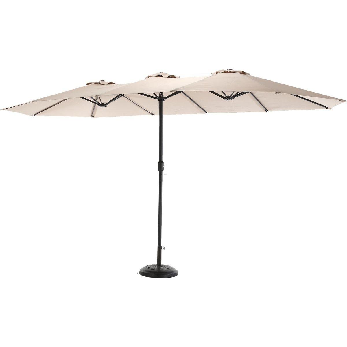 14.8 Ft Double Sided Outdoor Umbrella Rectangular Large with Crank (khaki)