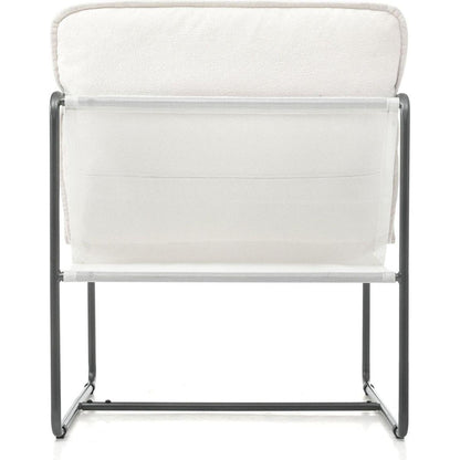 2 Sets 1 Case, Upholstered hanging armchair with arm pocket metal frame, crushed foamcushions and skin-friendly braid for living room and bedroom. White color