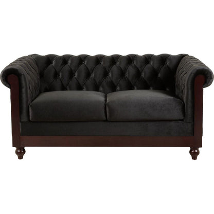 VIVALUX 59.44" Chesterfield Velvet Loveseat Sofa,2-Person Rolled Arm Dutch Plush Upholstered Sofa Couch with Tufted Button for Living Room, Bedroom, Small Places,Black