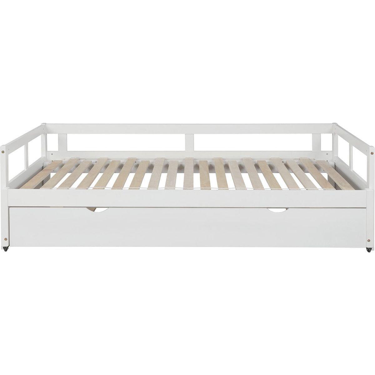 Extending Daybed with Trundle, Wooden Daybed with Trundle, White