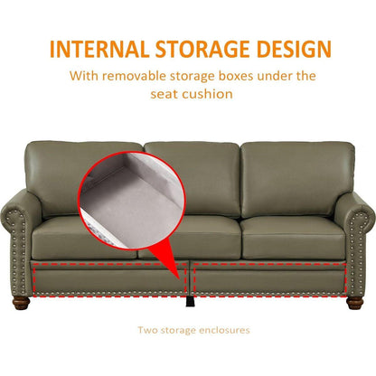 Living Room Sofa with Storage Sofa 2+3 Sectional Grey Faux Leather