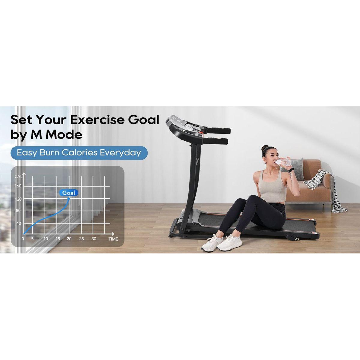 NEW Home Folding Treadmill with Pulse Sensor, 2.5 HP Quiet Brushless Motor, 7.5 MPH, 300LBS Weight Capacity Walking Jogging Machine with 3 Level Incline 12 Preset Programs for Home Gym