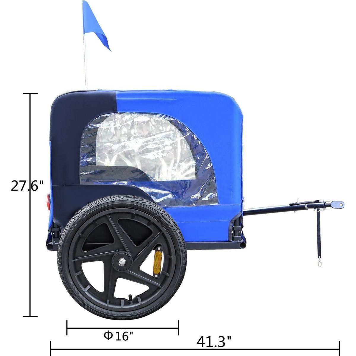 Blue High Quality 16 inch air wheel Pet Bike Trailer for Dogs Foldable Bicycle Pet Trailer