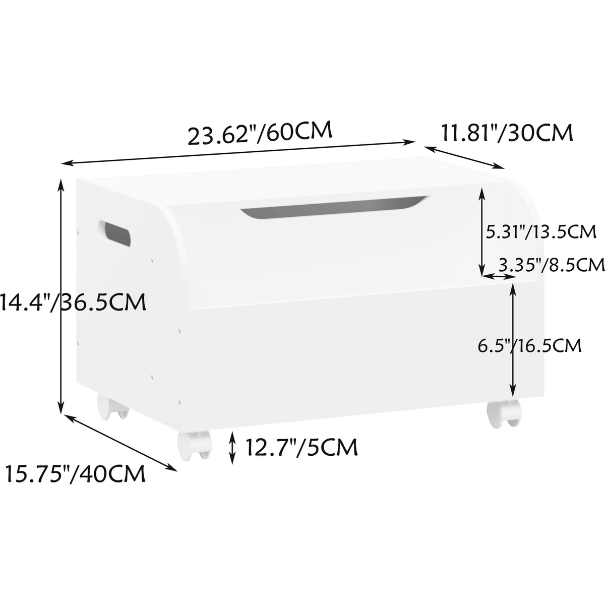 Wooden Toy Box with 4 Universal Wheels, Kids Toy Storage Organizer with Front Bookshelf, Flip-Top Lid, Safety Hinge, Boys Girls Toy Chest Bench for Playroom Kids Room Organization (White)
