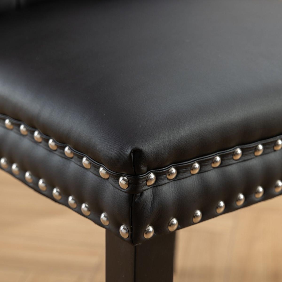 Nikki Collection Modern, High-end Tufted Solid Wood Contemporary PU and Velvet Upholstered Dining Chair with Wood Legs Nailhead Trim 2-Pcs Set, Black+WineRed, Burgundy