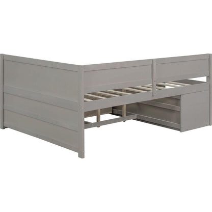 Full Size Daybed with Drawers and Shelves, Gray