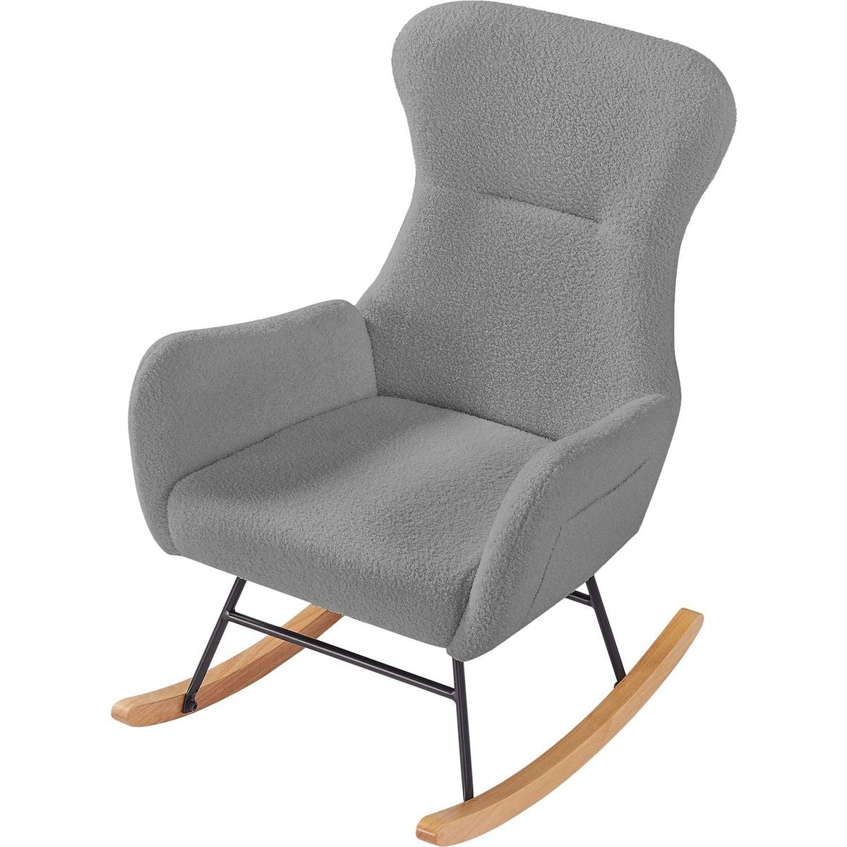 GREY teddy fabric rocking chair