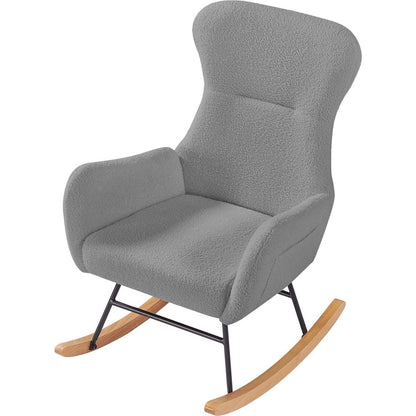 GREY teddy fabric rocking chair