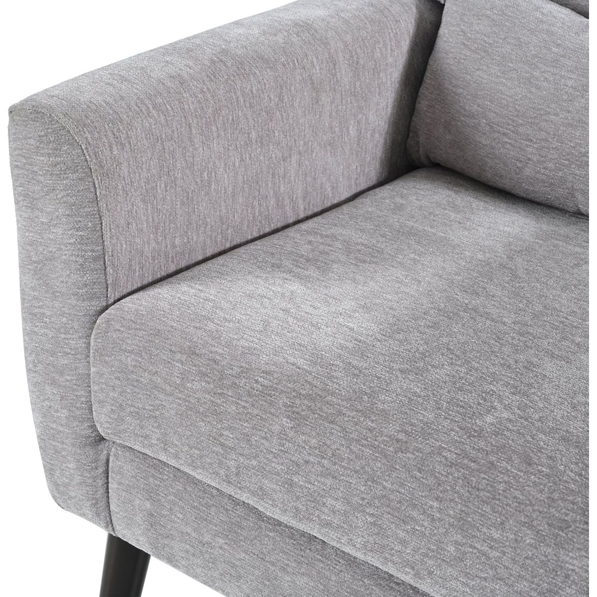 Modern Accent Chair,Chenille Arm Chairs for Living Room,Upholstered Mordern Armchair,Comfy Soft Padded Lounge Chair in Small Space, Bedroom, w/Pillow, Solid Wood Leg (Gray)