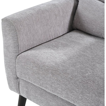 Modern Accent Chair,Chenille Arm Chairs for Living Room,Upholstered Mordern Armchair,Comfy Soft Padded Lounge Chair in Small Space, Bedroom, w/Pillow, Solid Wood Leg (Gray)