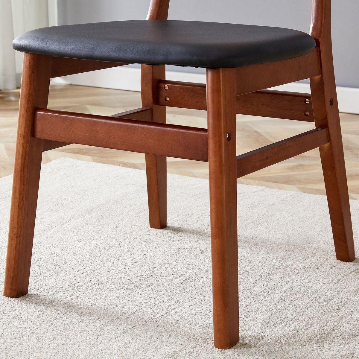 The stylish and durable solid wood dining chair, small curved back, PU cushion, and beautiful shape match perfectly with any room and everyday use