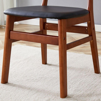 The stylish and durable solid wood dining chair, small curved back, PU cushion, and beautiful shape match perfectly with any room and everyday use