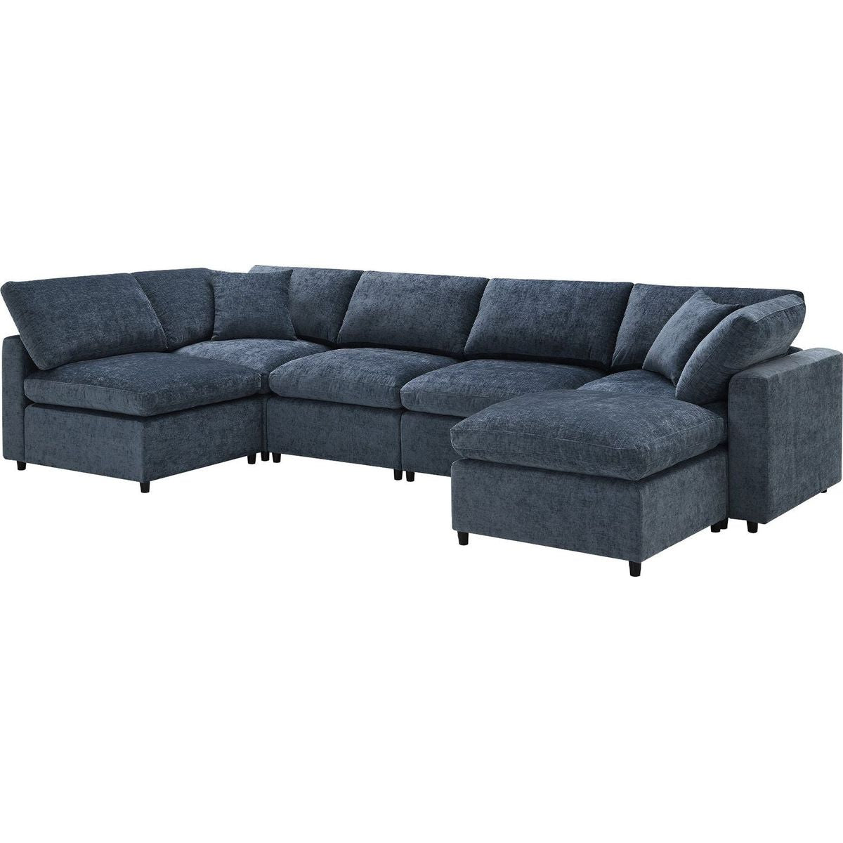 130x65" Modern Modular Cloud Sofa Bed, 6 Seat Chenille Sectional Couch Set with Ottoman,Free Combination,Convertible U Shaped Sleeper Sofa for Living Room, Apartment, 3 Colors