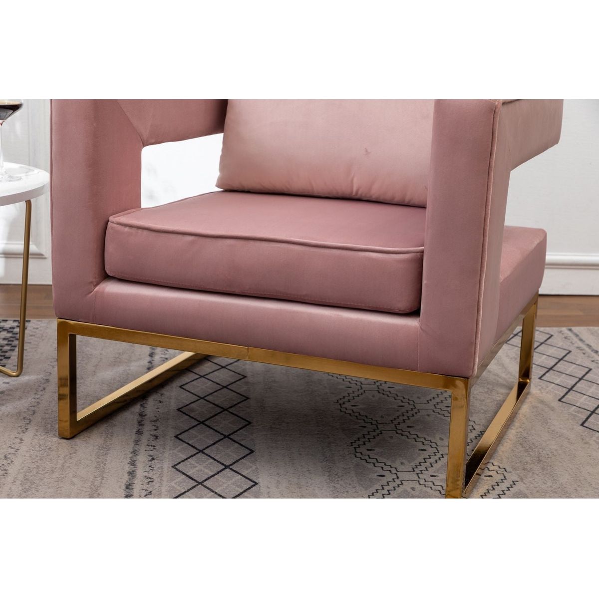 Lenola Contemporary Upholstered Accent Arm Chair, Pink
