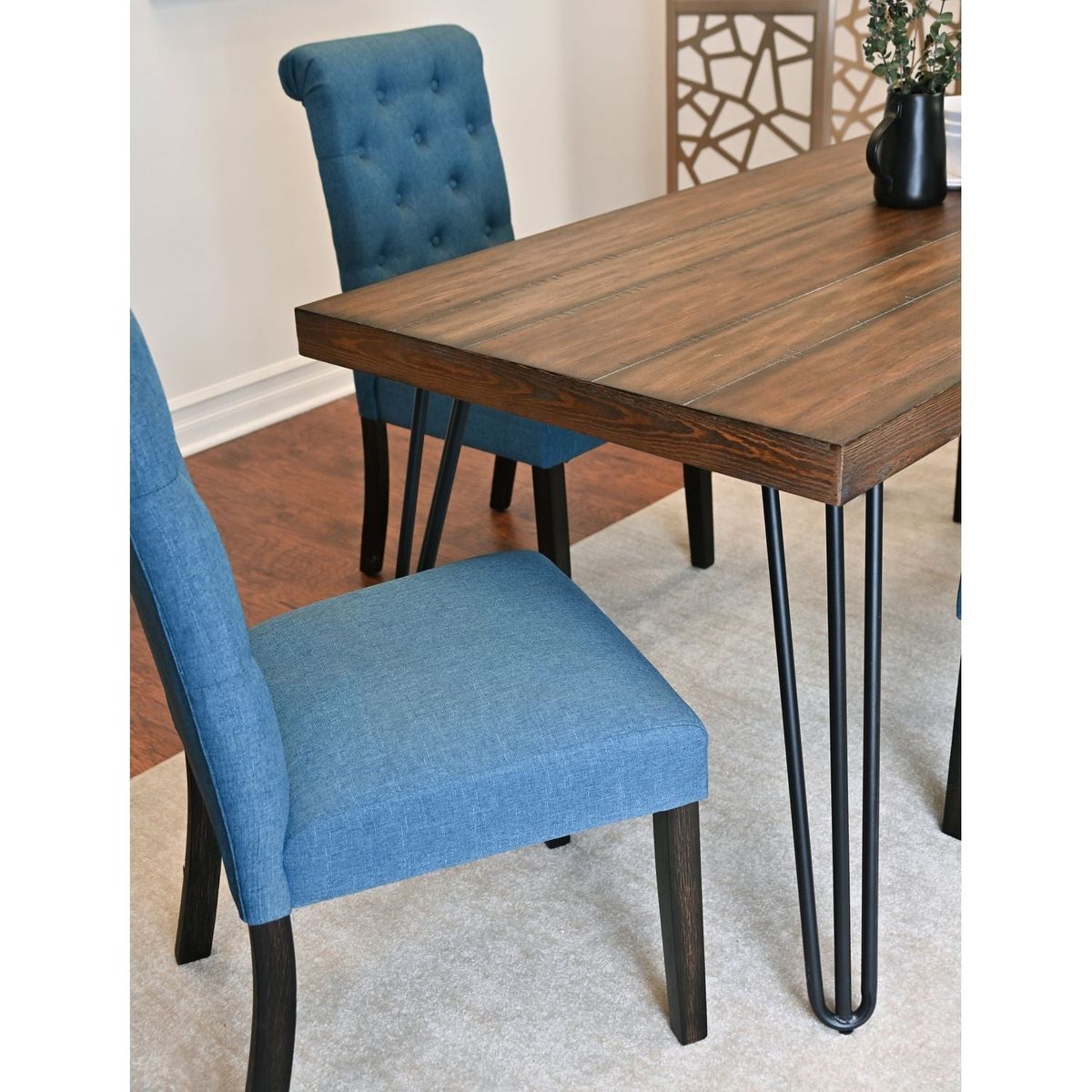 Ashford 7-Piece Dining Set, Hairpin Dining Table with 6 Chairs, 4 Color Options