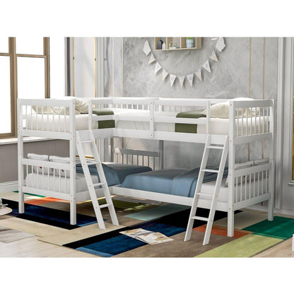 L-Shaped Bunk Bed with Ladder,Twin Size-Gray
