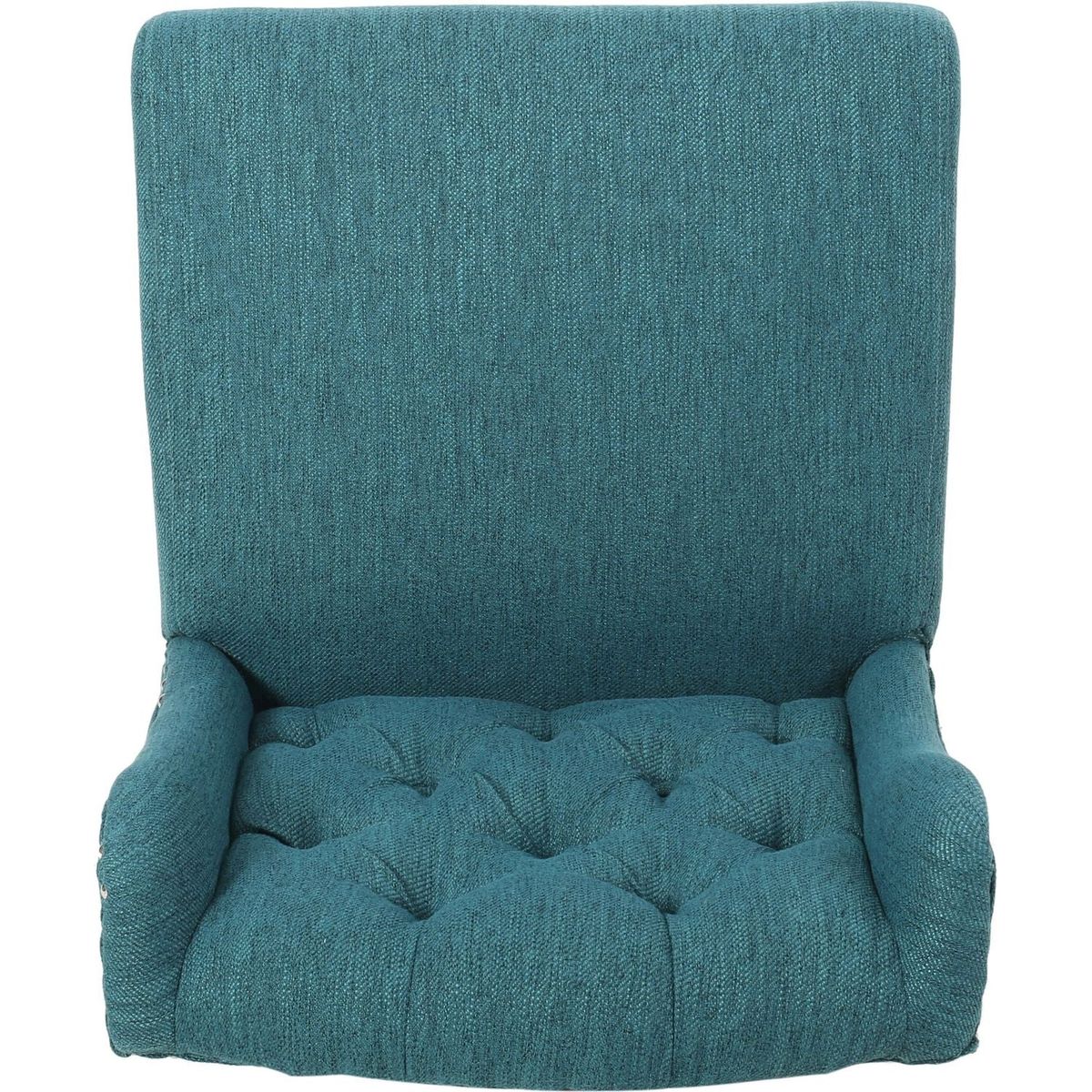 Vienna Contemporary Fabric Tufted Wingback 31 Inch Counter Stools, Set of 2, Teal and Dark Brown