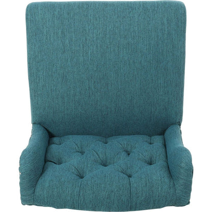 Vienna Contemporary Fabric Tufted Wingback 31 Inch Counter Stools, Set of 2, Teal and Dark Brown