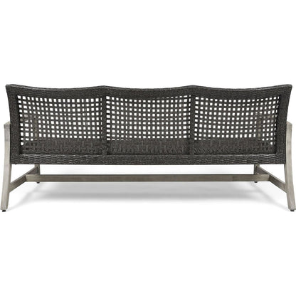 HAMPTON WOOD + WICKER 3 SEATER