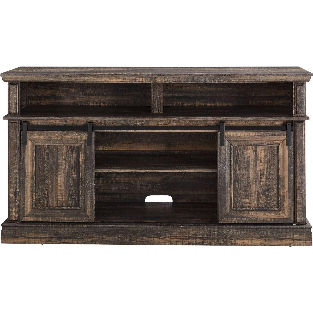 Media Console Table with Storage Cabinet, Mid Century style Entertainment TV Table, Multipurpose Sliding Door TV Cabinet Large Storage Space, 58.11"Wx15.79"Dx32.36"H Antique brown