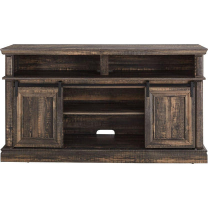 Media Console Table with Storage Cabinet, Mid Century style Entertainment TV Table, Multipurpose Sliding Door TV Cabinet Large Storage Space, 58.11"Wx15.79"Dx32.36"H Antique brown