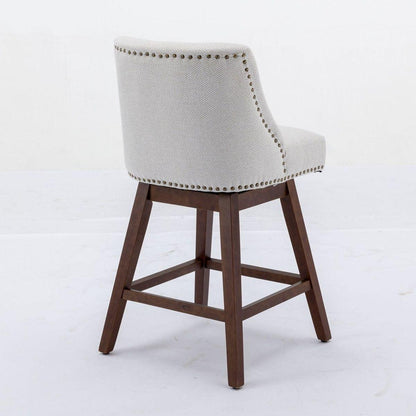 Counter Height Swivel Barstools, 26" H Seat Height Upholstered Bar Stools Set of 2, Fabric in Ivory - Streamdale Furniture