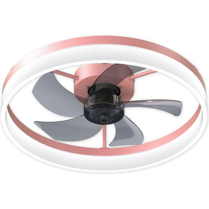 Ceiling Fans with Lights Dimmable LED Embedded installation of thin modern ceiling fans(Pink)