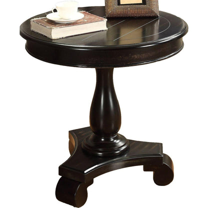 Rene Round Wood Pedestal Side Table, Black