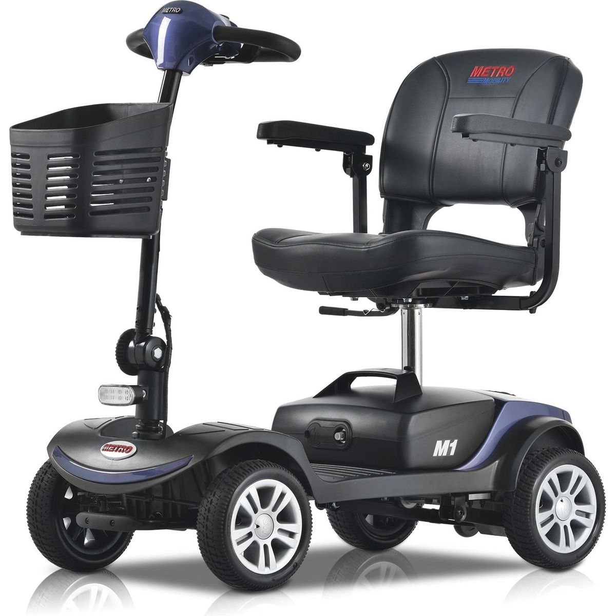 Four wheels Compact Travel Mobility Scooter with 300W Motor for Adult-300lbs, BLUE