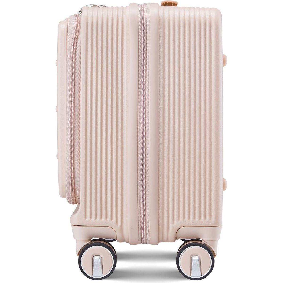 18" Carry On Luggage with Front Open Door &Laptop Interlayer, Hard Shell Suitcase Built-In TSA Luggage Lock, Hardside Lightweight PC Travel Suitcase for Women Men with Spinner Wheels Airline Approved