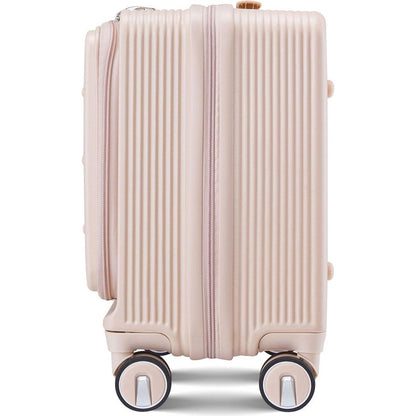 18" Carry On Luggage with Front Open Door &Laptop Interlayer, Hard Shell Suitcase Built-In TSA Luggage Lock, Hardside Lightweight PC Travel Suitcase for Women Men with Spinner Wheels Airline Approved