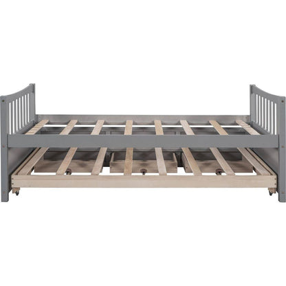 Daybed with Trundle and Drawers, Twin Size, Gray