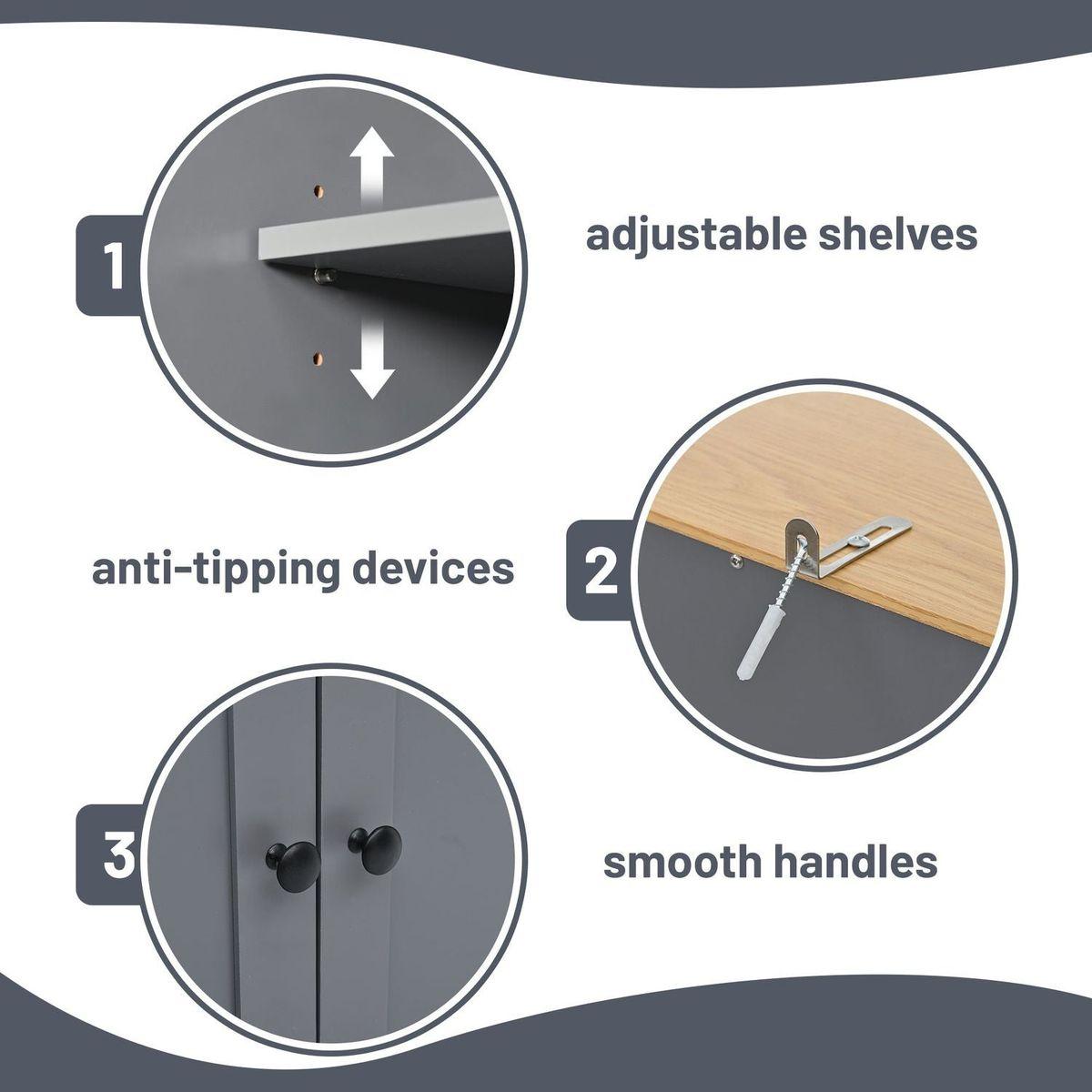 [Assembly Video Provided]40.2x20x71.3inch High Freestanding Kitchen Pantry Large Cupboard Storage Cabinet with 2 Drawers, 2 Adjustable Shelves, 8 Door Shelves for Kitchen, Dining Room,Gray