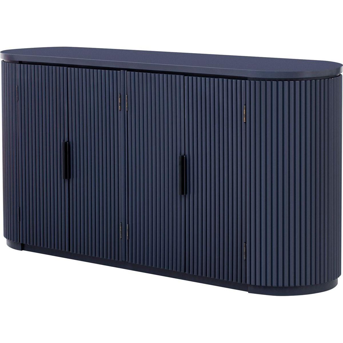 Vertical Striped Door Storage Cabinet with Metal Handles, Adjustable, Suitable for Study, Entryway and Living Room