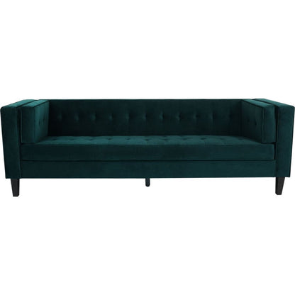 3-Seater Sofa, Upholstered Tufted Coach, Velvet Sofa, Green