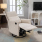 Cotton Linen Fabric Swivel Rocking Chair Glider Rocker Recliner Nursery Chair With Adjustable Back And Footrest For Living Room Indoor,Beige