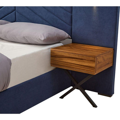 Queen Size Velvet Bed Frame/Vertical Channel Tufted Wingback Headboard/Upholstered Platform Bed/Strong Wooden Slats/No Box Spring Needed/Easy AssemblyRoyal blue