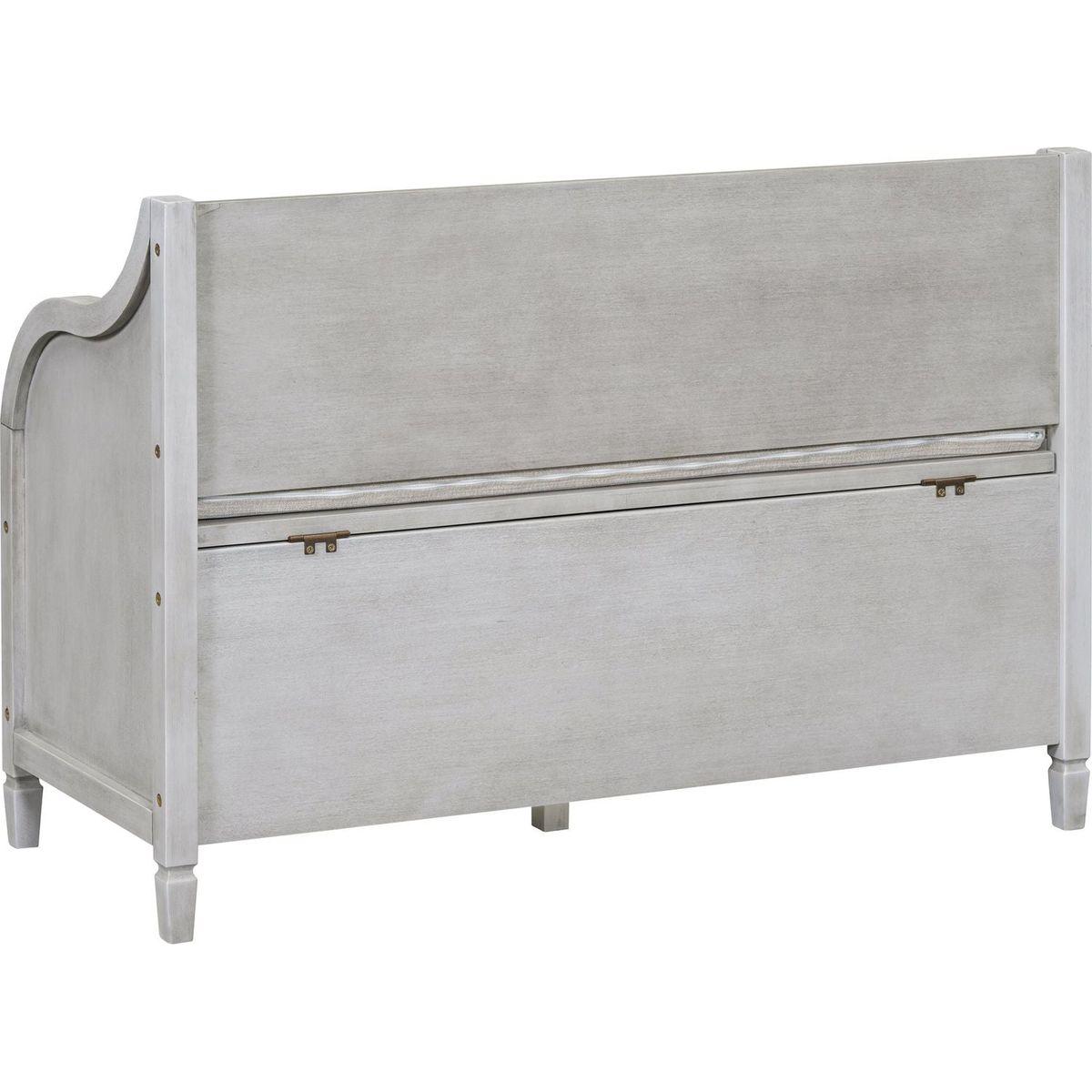 Rustic Style Solid wood Entryway Multifunctional Storage Bench with Safety Hinge (Gray Wash+ Beige)