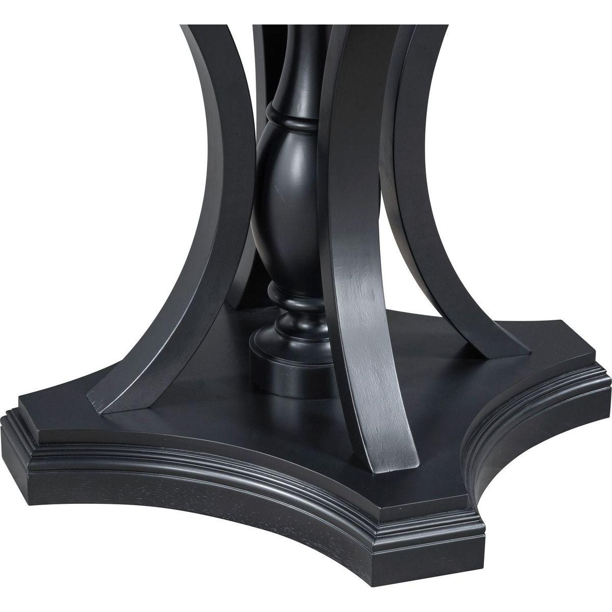 Retro 5-piece Dining Set Extendable Round Table and 4 Chairs for Kitchen Dining Room (BLACK OAK)