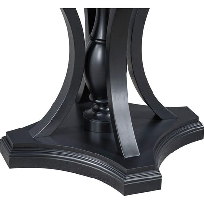 Retro 5-piece Dining Set Extendable Round Table and 4 Chairs for Kitchen Dining Room (BLACK OAK)