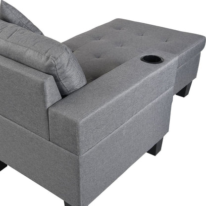 Sectional Sofa Set for Living Room with L Shape Chaise Lounge, cup holder and Left or Right Hand Chaise Modern 4 Seat