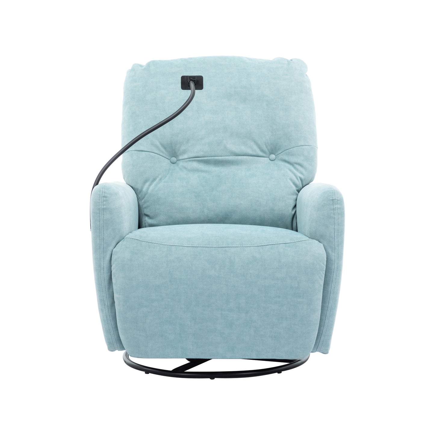 270 Degree Swivel Electric Recliner Home Theater Seating Single Reclining Sofa Rocking Motion Recliner with a Phone Holder for Living Room, Blue