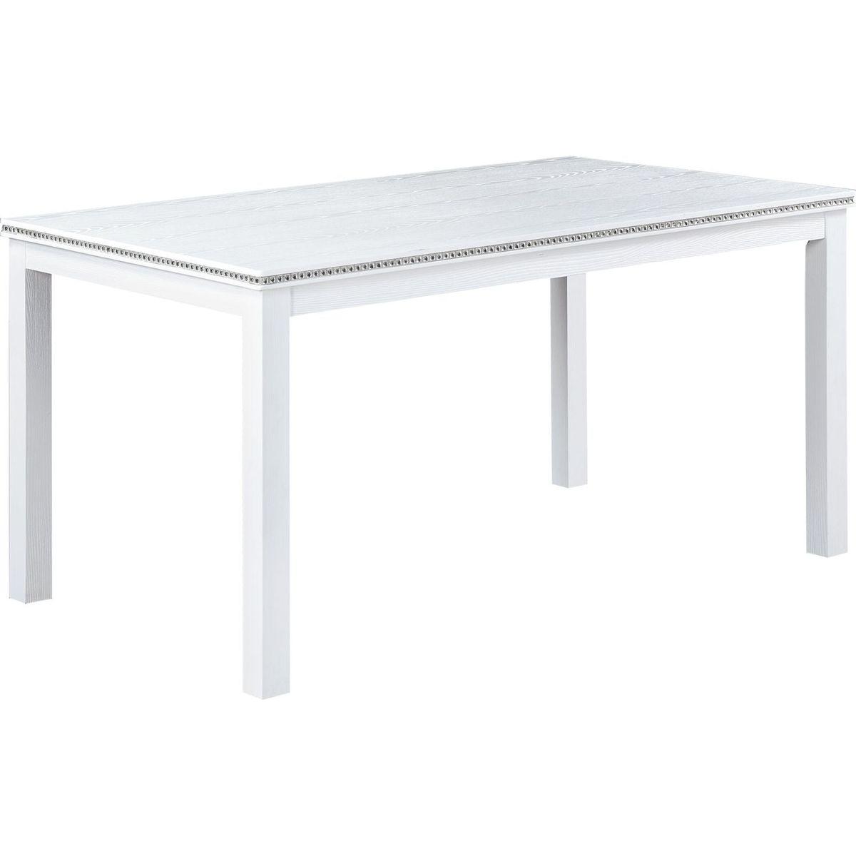 Wooden Dining Rectangular Table with Bench, Kitchen Table with Bench for Small Space, 6 Person Dining Table, White