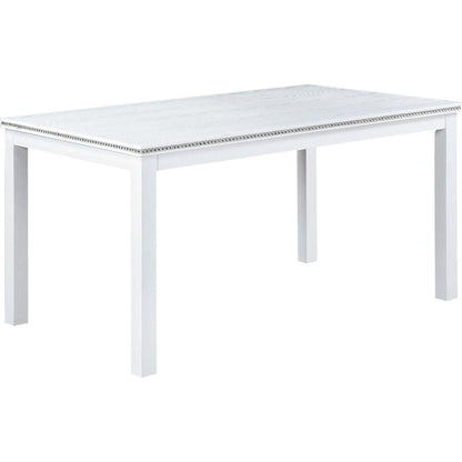 Wooden Dining Rectangular Table with Bench, Kitchen Table with Bench for Small Space, 6 Person Dining Table, White