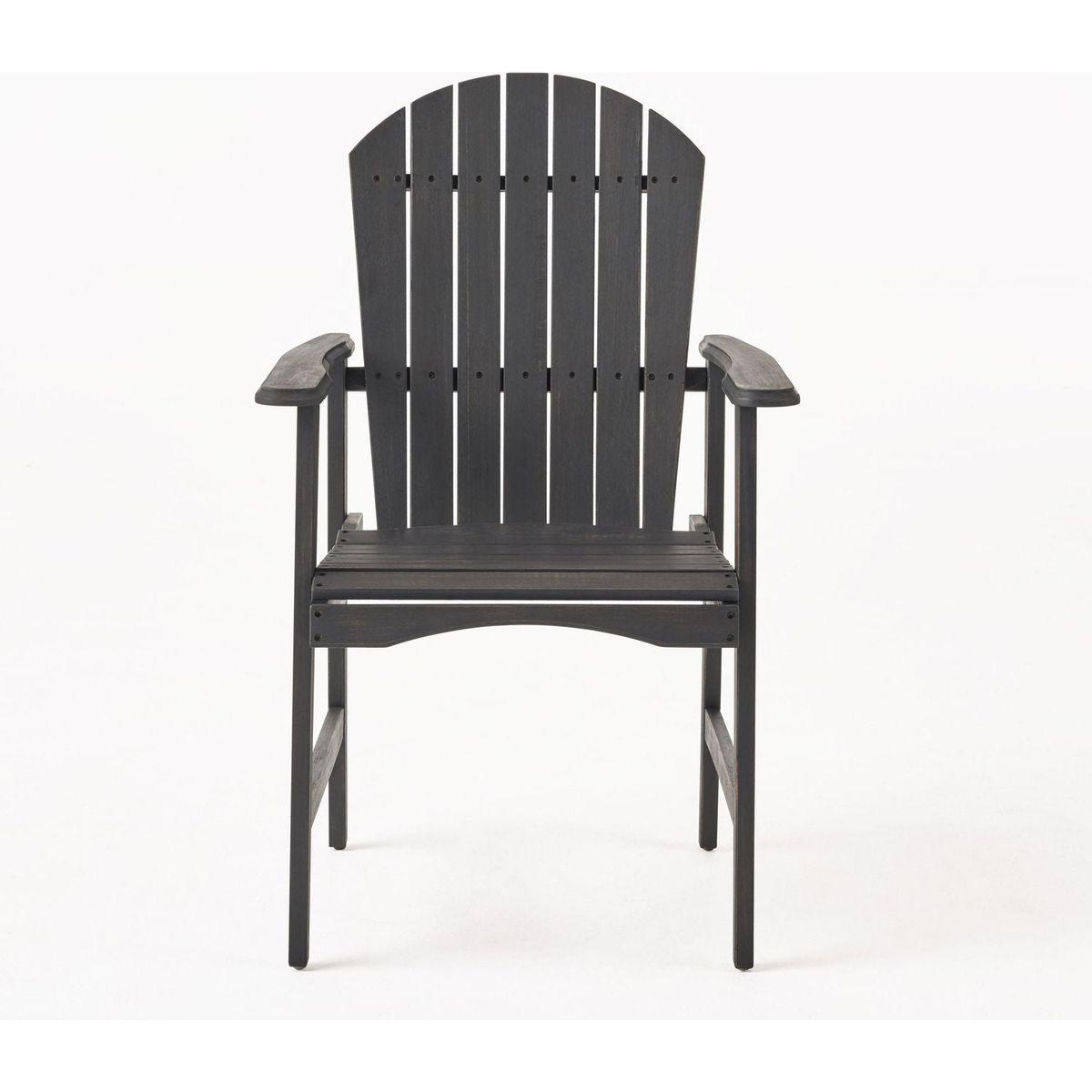 Outdoor Weather Resistant Acacia Wood Adirondack Dining Chairs (Set of 2), Dark Gray Finish
