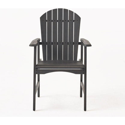 Outdoor Weather Resistant Acacia Wood Adirondack Dining Chairs (Set of 2), Dark Gray Finish
