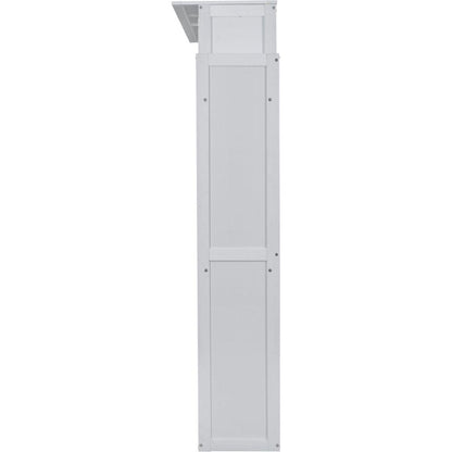 Queen Size Murphy Bed Wall Bed with Shelves and LED Lights,White