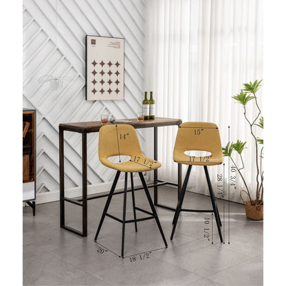 Porth Fabric Kitchen 28.25" Counter Height Stools, Set of 2, Orange