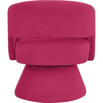 Modern Swivel Barrel Chair, Upholstered Velvet Round Accent Chairs,360 Degree Comfy Swivel Chair with Open Backrest, Single Chair Armchair for Living Room Bedroom, Homerest, Rose Pink